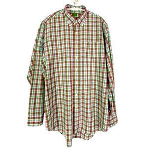 Sid Mashburn Men's Long-Sleeve Plaid Button-Down Shirt Size L Green/Pink/White